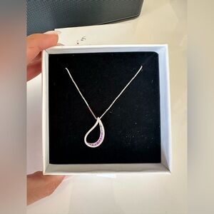 Elegant Sterling Silver with CZ and Purple stones Necklace stamped 925